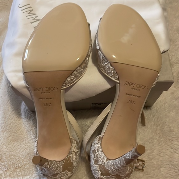 JIMMY CHOO
ANNIE WOMENS FLORAL LACE OPEN-TOE HEELS - Picture 7 of 11